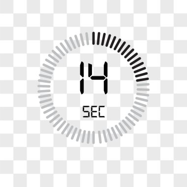 The 14 seconds vector icon isolated on transparent background, T