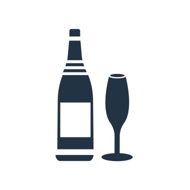 Beyaz arka plan üzerinde şampanya sı izole şampanya simge vektör