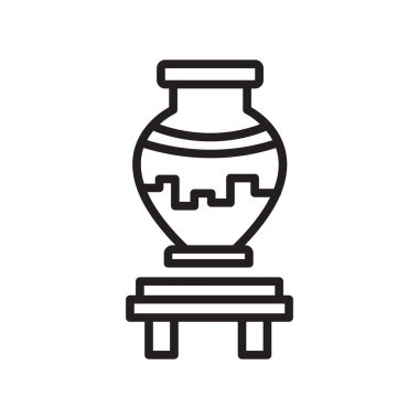 Web ve mobil uygulama tasarımınız için beyaz arkaplanda vazo simgesi vektörü izole edildi