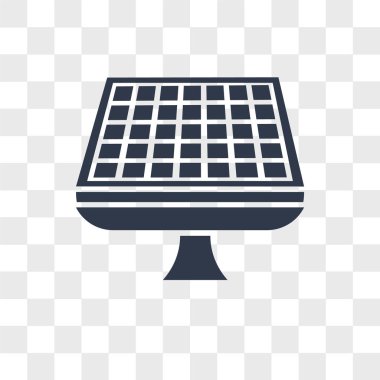 Saydam arka plan üzerinde Sola izole güneş paneli vektör simgesi