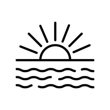 Okyanus simgesi vektörü beyaz arkaplanda izole edilmiş, okyanus işareti, lin,