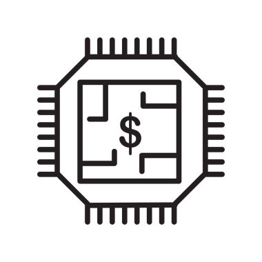 Çip simgesi vektör işareti ve beyaz arkaplanda izole edilmiş sembol