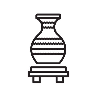 Web ve mobil uygulama tasarımınız için beyaz arkaplanda vazo simgesi vektörü izole edildi