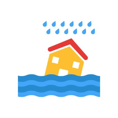 Flooded house icon vector isolated on white background for your web and mobile app design