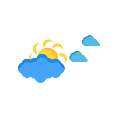Clouds and sun icon vector isolated on white background for your web and mobile app design