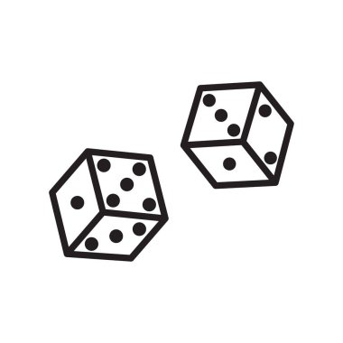 Ağ ve mobil uygulama tasarımınız için beyaz arkaplanda izole edilmiş Dice simgesi vektörü