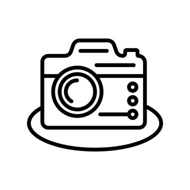 Kamera simgesi vektörü beyaz arkaplanda izole edildi, Kamera işareti