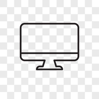 Vektör simgesi üzerinde şeffaf arka plan, izole monitör 