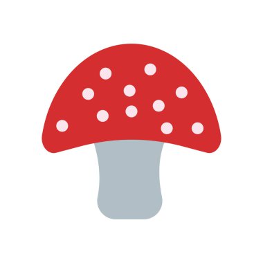 Mantar simge vektör işareti ve üzerinde beyaz adam izole sembolü