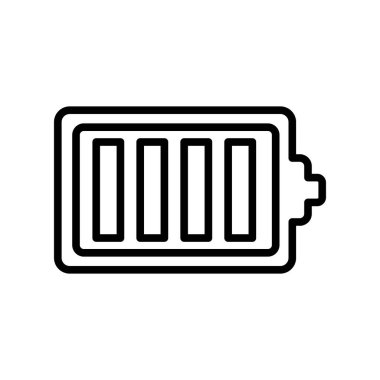 Beyaz arkaplanda tam pil ikonu vektörü izole edildi, Tam batarya