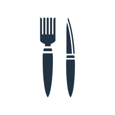 Beyaz arka plan üzerinde çatal bıçak takımı işareti izole çatal bıçak takımı simge vektör