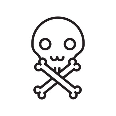 Kafatası simge vektör işareti ve beyaz arka plan üzerinde izole sembolü