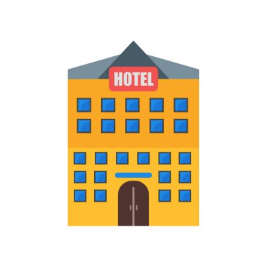 Otel simge vektör işareti ve beyaz arka plan üzerinde izole sembolü