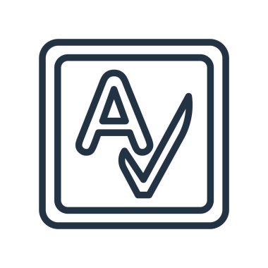 Beyaz arkaplanda izole edilmiş imla denetimi simgesi vektörü, yazım denetimi 