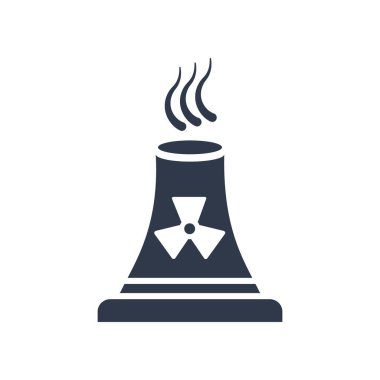 Nükleer Santral ikon vektörü web ve mobil uygulama tasarımınız için beyaz arkaplanda izole edildi