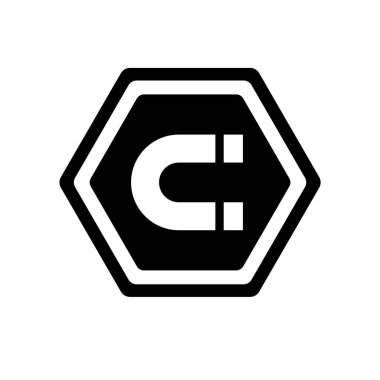 Mıknatıslı İşaret simgesi vektörü beyaz arkaplanda izole edildi, Mıknatıslı Sig