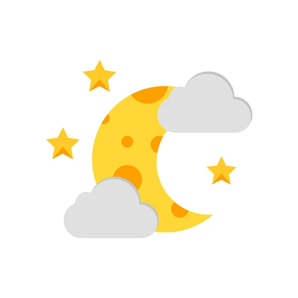 Signo vectorial del icono de la luna y símbolo aislado sobre fondo blanco, M — Vector de stock