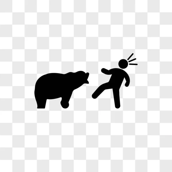 Urso atacante vetor ícone isolado em fundo transparente, B — Vetor de Stock