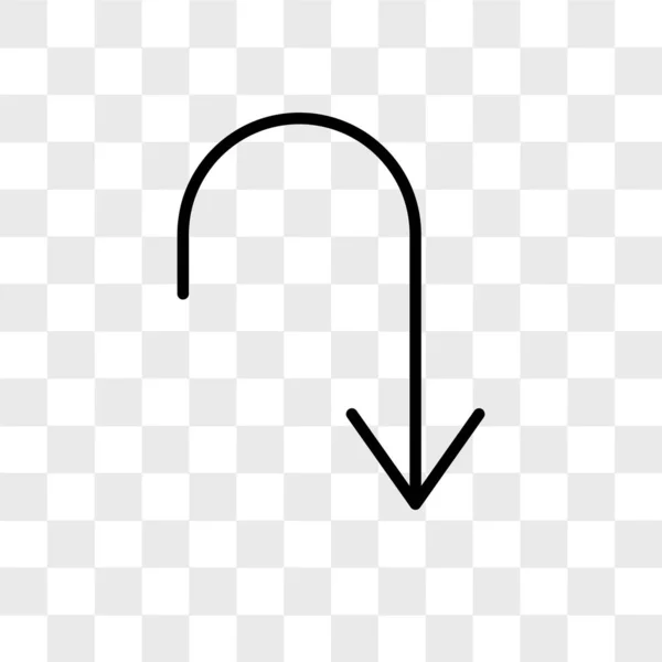 Flecha apuntando hacia abajo icono vectorial aislado en respaldo transparente — Vector de stock