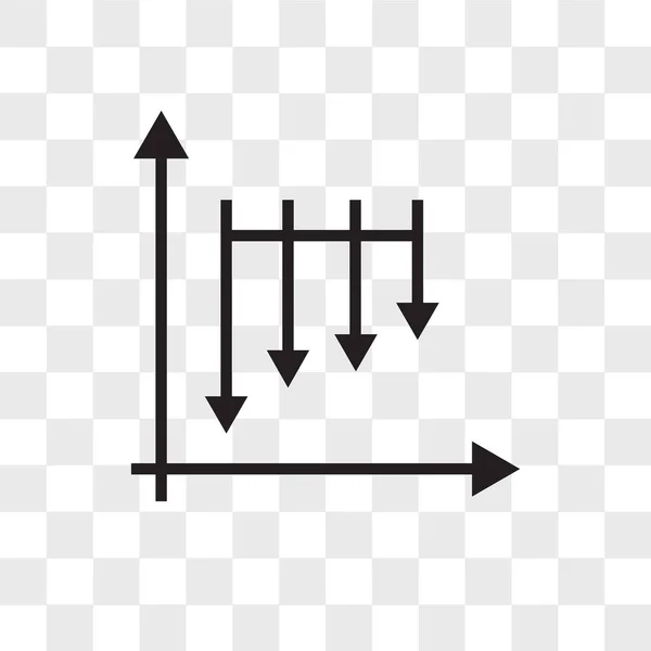 Flecha decreciente vector gráfico icono aislado en la espalda transparente — Archivo Imágenes Vectoriales