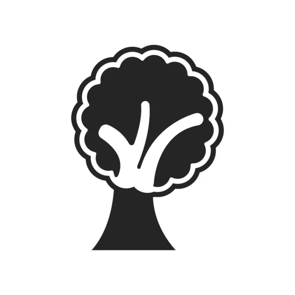 Albero con grande icona fogliare segno vettoriale e simbolo isolato su wh — Vettoriale Stock