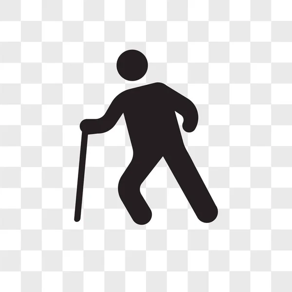 Alter Mann zu Fuß Vektor-Symbol isoliert auf transparentem Hintergrund, — Stockvektor