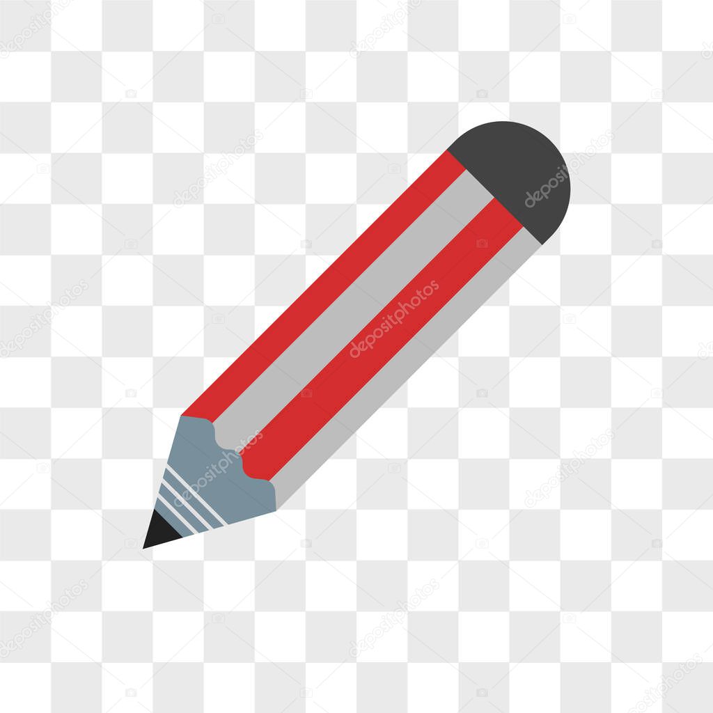 Pencil vector icon isolated on transparent background, Pencil lo