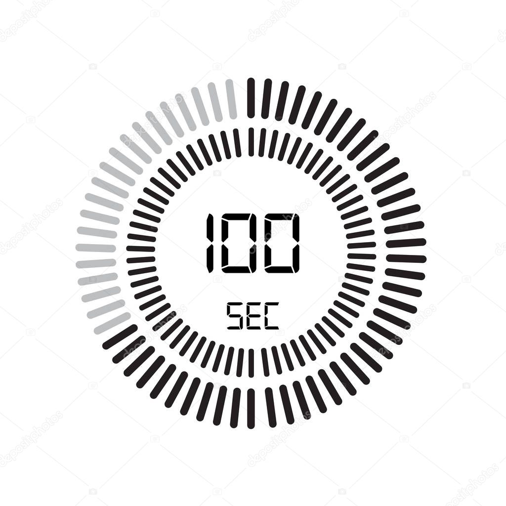 The 100 seconds icon, digital timer, simply vector illustration 