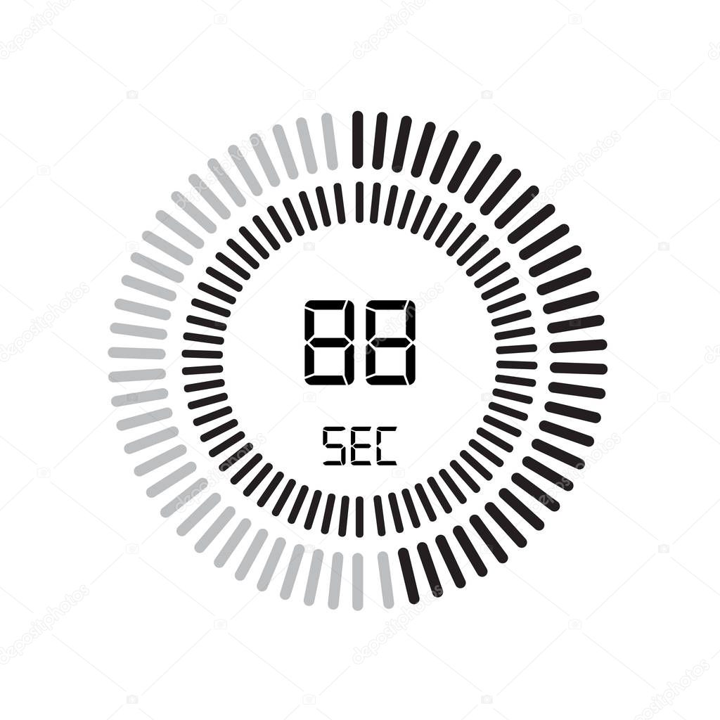 The 88 seconds icon, digital timer, simply vector illustration 