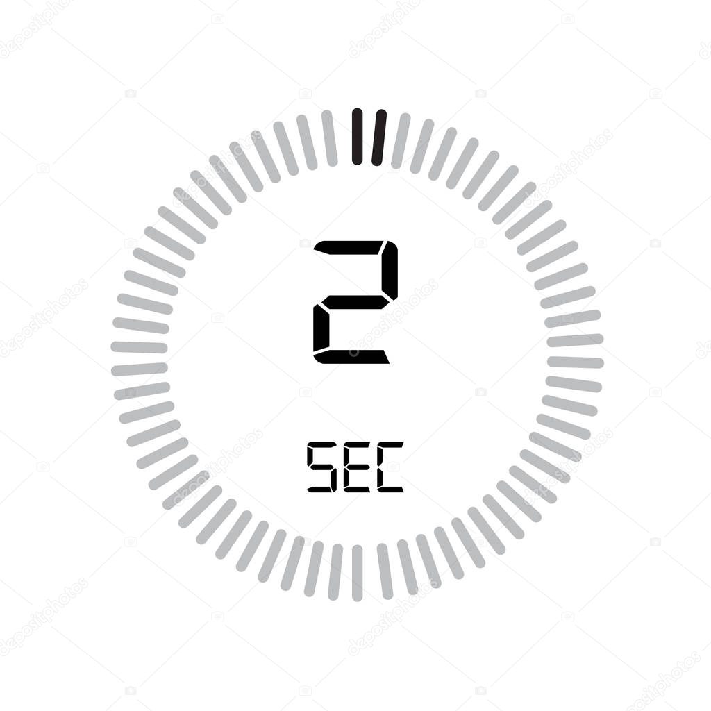 The 2 seconds icon, digital timer, simply vector illustration 