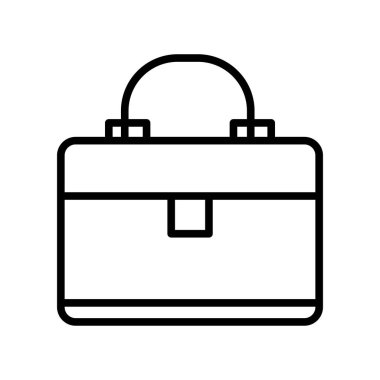 Bavul simge vektör işareti ve üzerinde beyaz adam izole sembolü