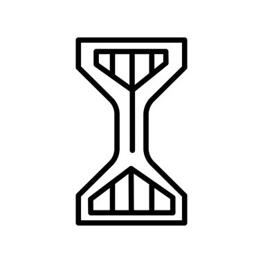 Kum Saati simgesi vektör işareti ve sembol beyaz sırt dekoltesinde izole