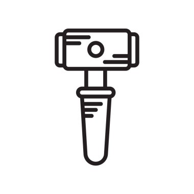 Simge vektör işareti ve beyaz arka plan üzerinde izole sembolü çekiç