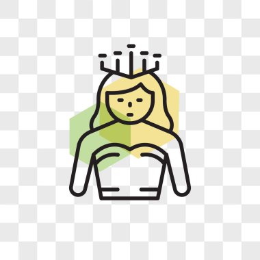 Saydam arka plan üzerinde Kraliçe logo izole Kraliçe vektör simgesi