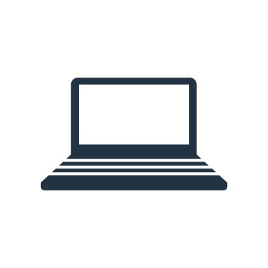 Beyaz arka plan üzerinde Laptop işareti izole dizüstü simge vektör