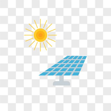 Saydam arka plan üzerinde Sola izole güneş paneli vektör simgesi