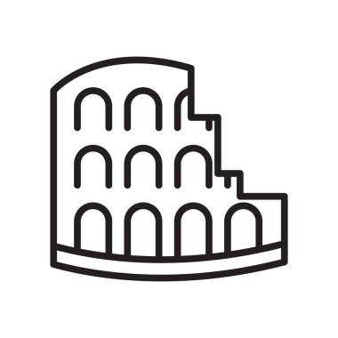 Web ve mobil uygulama tasarımınız için beyaz arkaplanda izole edilmiş Colosseum simgesi vektörü