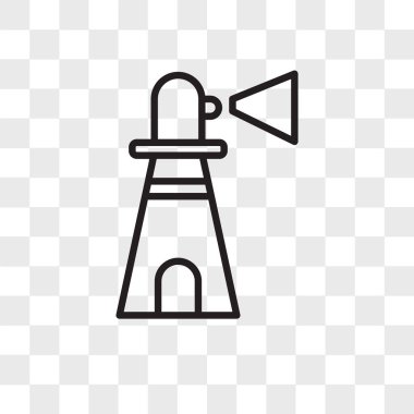 Saydam arka plan üzerinde ışık izole deniz feneri vektör simgesi