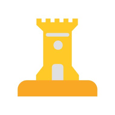 Kum kale simge vektör işareti ve üzerinde beyaz backgr izole sembolü