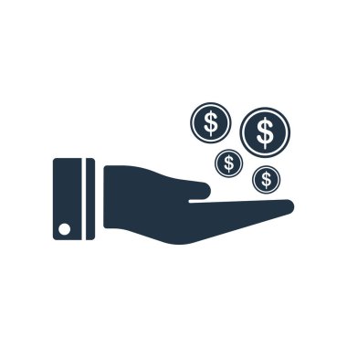 Para simgesi vektörünü beyaz arkaplanda izole et, para si almak