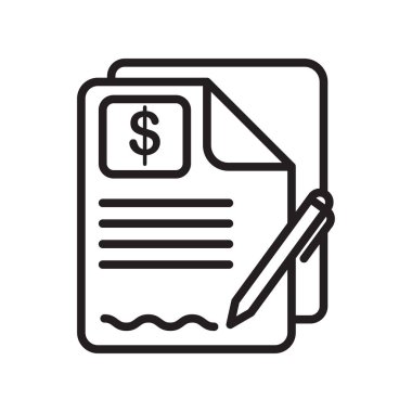 Sözleşme simge vektör işareti ve üzerinde beyaz adam izole sembolü