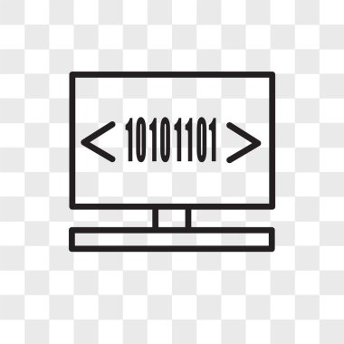 0 ve 1 kod hesaplama vektör simgesi şeffaf arkaplanda izole edildi