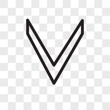 Saydam arka plan üzerinde aşağı izole ok vektör simgesi 