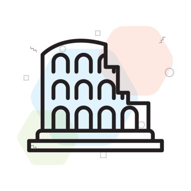 Web ve mobil uygulama tasarımınız için beyaz arkaplanda izole edilmiş Colosseum simgesi vektörü