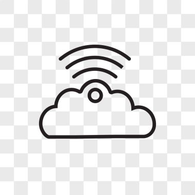 Şeffaf üzerinden izole edilmiş kablosuz vektör simgesi ile bulut veri paylaşımı