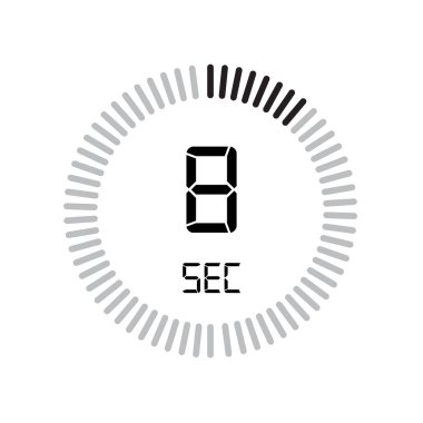 The 8 seconds icon, digital timer. clock and watch, timer, count clipart