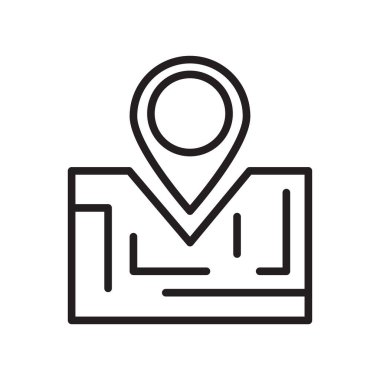 Harita simge vektör işareti ve beyaz arka plan üzerinde izole sembolü