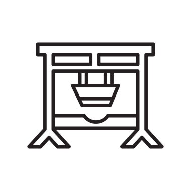 Beyaz arka planda izole edilmiş giyotin ikonu vektörü, giyotin 