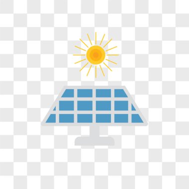 Saydam arka plan üzerinde Sola izole güneş paneli vektör simgesi