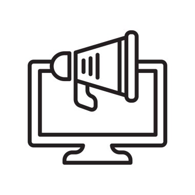 Megafon simge vektör işareti ve üzerinde beyaz backgrou izole sembolü